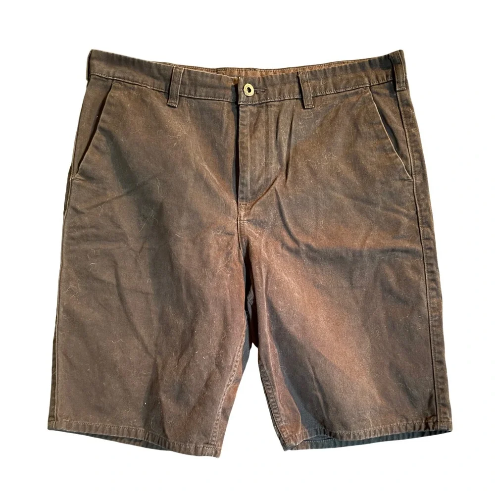 DC Shoe Co Chino Shorts Mens 34 Brown Cotton Twill Flat Front Skateboarding